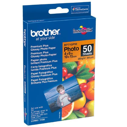 BROTHER BP71GP50 CONFEZIONE 50 FOGLI CARTA FOTOGRAFICA 102x152 MM 260 GR/M2 COLORE BIANCO